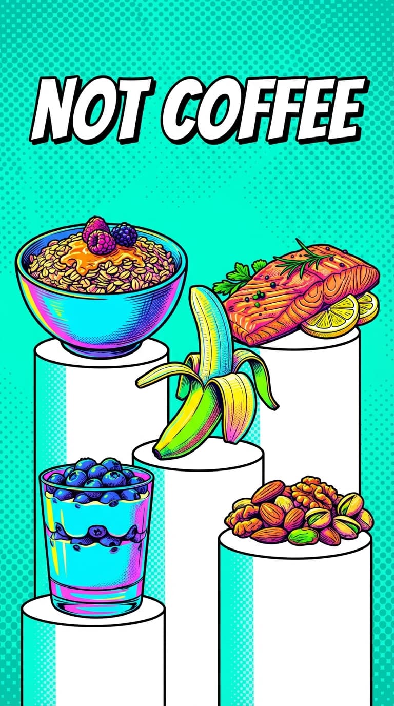 Pop-art style transformation of the same five foods
